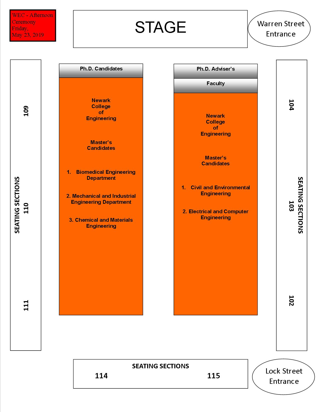WEC Seating Chart - Graduate Afternoon Ceremony - May 23, 2019 - NCE WEC Seating Chart - Graduate Afternoon Ceremony - May 23, 2019 - NCE